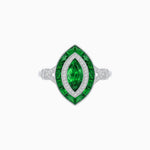 Load image into Gallery viewer, Marquise Cut Center Stone Double Halo Ring Mounting with French Cut Gemstone Accents - Shahin Jewelry