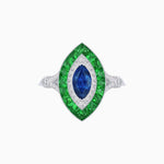 Load image into Gallery viewer, Marquise Cut Center Stone Double Halo Ring Mounting with French Cut Gemstone Accents - Shahin Jewelry