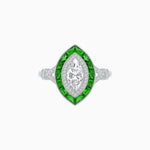 Load image into Gallery viewer, Marquise Cut Center Stone Double Halo Ring Mounting with French Cut Gemstone Accents - Shahin Jewelry