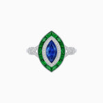 Load image into Gallery viewer, Marquise Cut Center Stone Double Halo Ring Mounting with French Cut Gemstone Accents - Shahin Jewelry