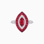 Load image into Gallery viewer, Marquise Cut Center Stone Double Halo Ring Mounting with French Cut Gemstone Accents - Shahin Jewelry