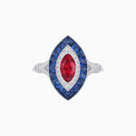 Load image into Gallery viewer, Marquise Cut Center Stone Double Halo Ring Mounting with French Cut Gemstone Accents - Shahin Jewelry