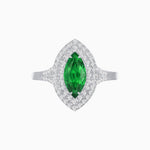 Load image into Gallery viewer, Marquise Cut Ring with Double Diamond Halo and Diamond-Accented Shoulders - Shahin Jewelry
