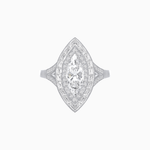 Load image into Gallery viewer, Marquise Diamond Double Halo Ring with Baguette Frame - Shahin Jewelry