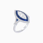 Load image into Gallery viewer, Marquise Halo Vintage - Inspired Mounting Ring with Diamond & Gemstones - Shahin Jewelry