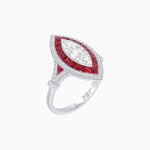 Load image into Gallery viewer, Marquise Halo Vintage - Inspired Mounting Ring with Diamond & Gemstones - Shahin Jewelry