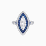 Load image into Gallery viewer, Marquise Halo Vintage - Inspired Mounting Ring with Diamond & Gemstones - Shahin Jewelry