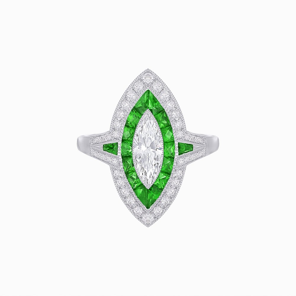 Marquise Shape Art Deco Style - Shahin Jewelry