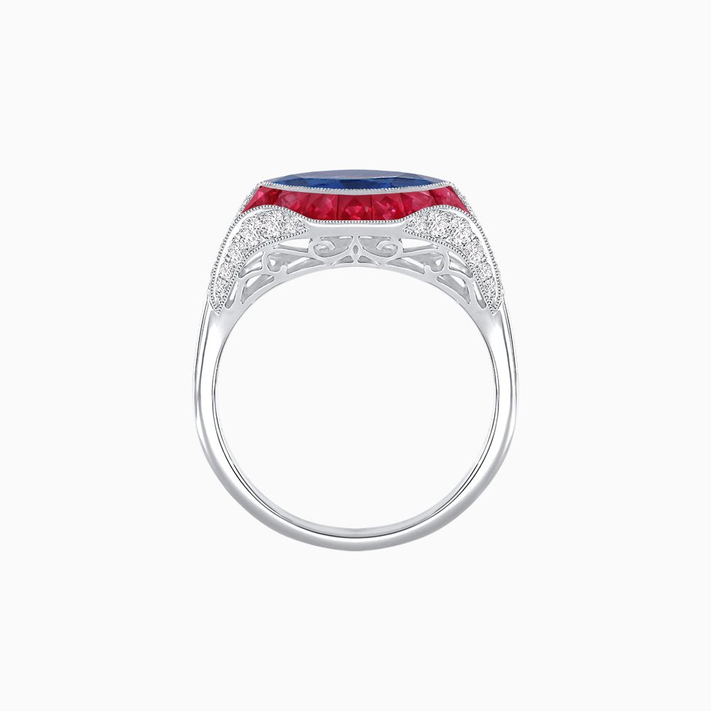 Marquise Shape Art Deco Style With Gemstone - Shahin Jewelry