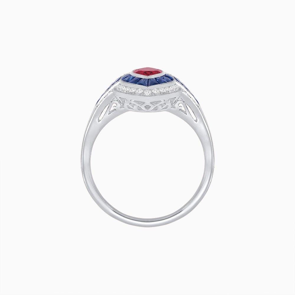 Marquise Shape Art Deco Style with Gemstone - Shahin Jewelry