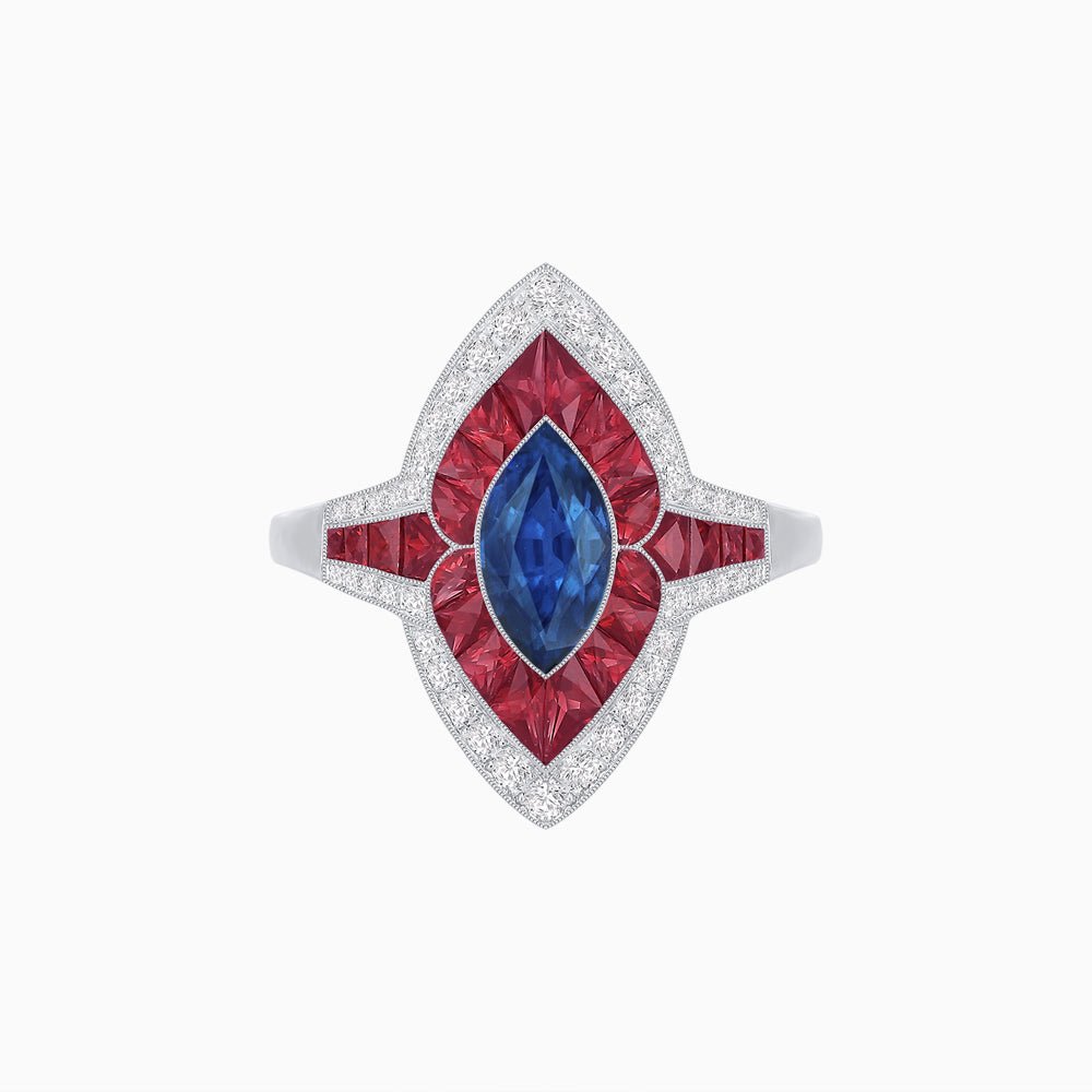 Marquise Shape Art Deco Style with Gemstone - Shahin Jewelry