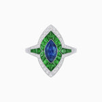 Load image into Gallery viewer, Marquise Shape Art Deco Style with Gemstone - Shahin Jewelry