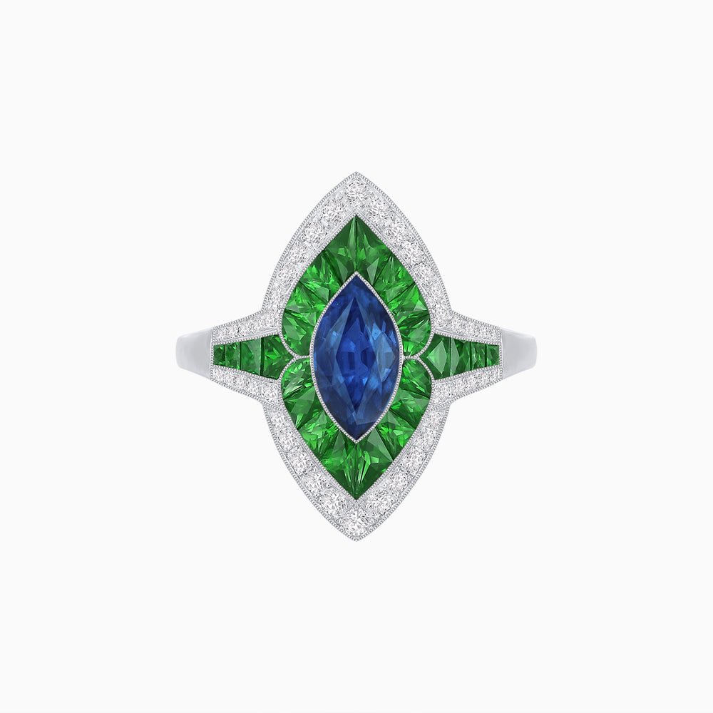 Marquise Shape Art Deco Style with Gemstone - Shahin Jewelry