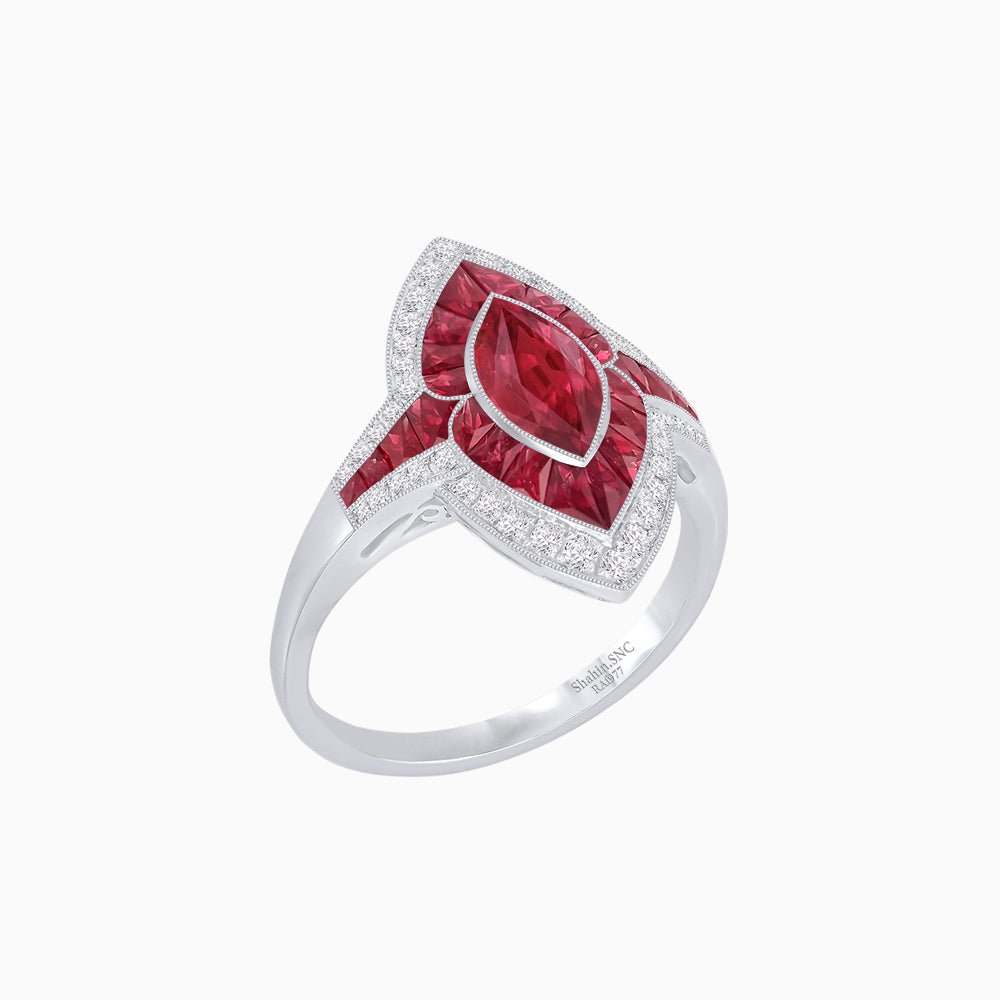 Marquise Shape Art Deco Style with Gemstone - Shahin Jewelry