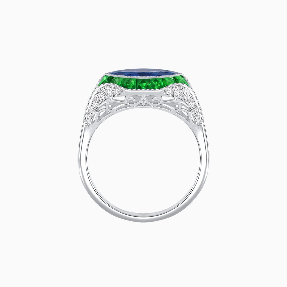 Marquise Shape Art Deco Style With Gemstone - Shahin Jewelry