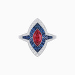 Load image into Gallery viewer, Marquise Shape Art Deco Style with Gemstone - Shahin Jewelry