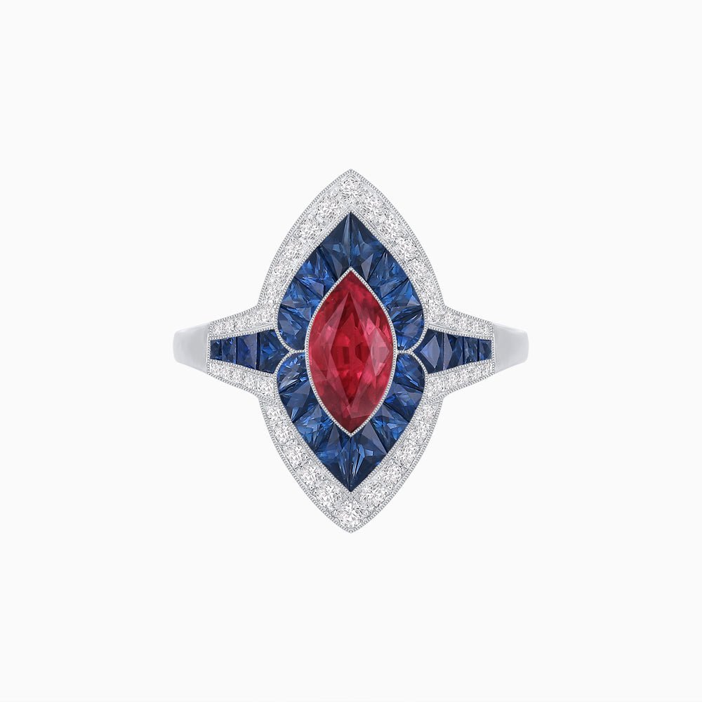 Marquise Shape Art Deco Style with Gemstone - Shahin Jewelry