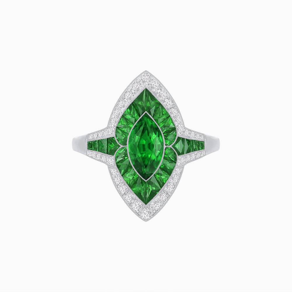 Marquise Shape Art Deco Style with Gemstone - Shahin Jewelry