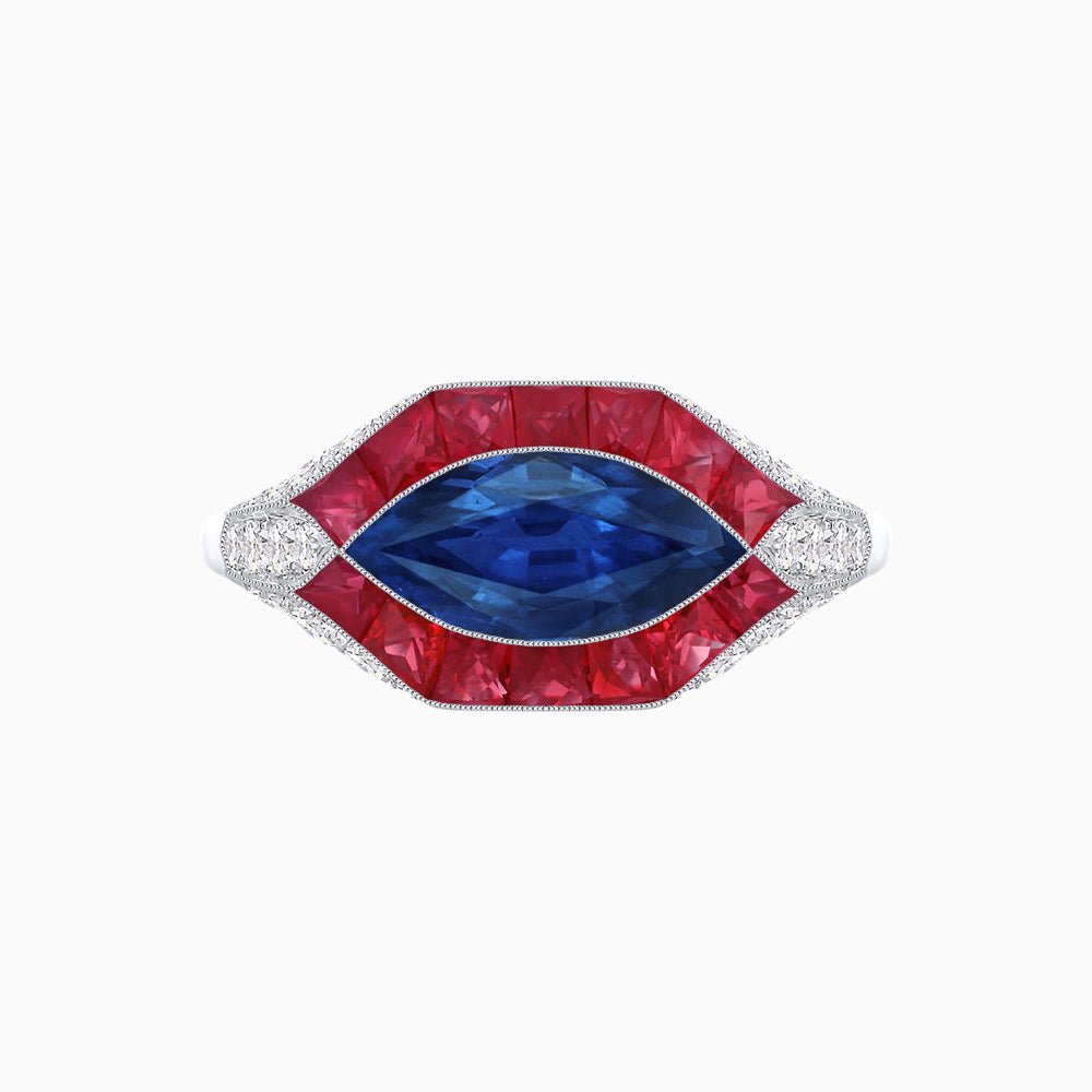 Marquise Shape Art Deco Style With Gemstone - Shahin Jewelry