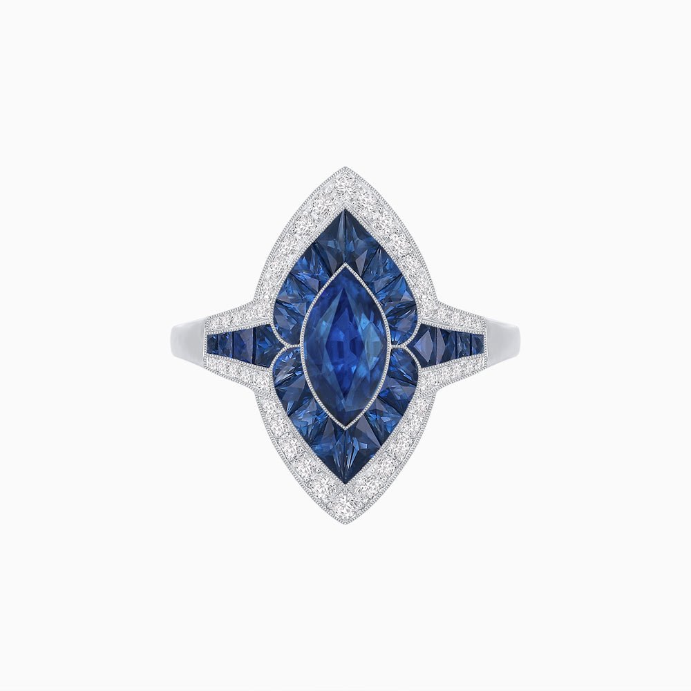 Marquise Shape Art Deco Style with Gemstone - Shahin Jewelry