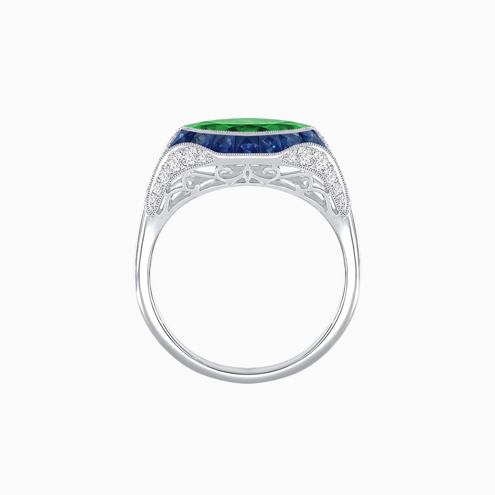 Marquise Shape Art Deco Style With Gemstone - Shahin Jewelry