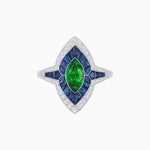 Load image into Gallery viewer, Marquise Shape Art Deco Style with Gemstone - Shahin Jewelry