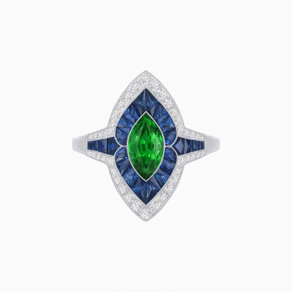 Marquise Shape Art Deco Style with Gemstone - Shahin Jewelry
