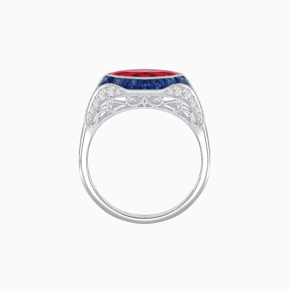 Marquise Shape Art Deco Style With Gemstone - Shahin Jewelry