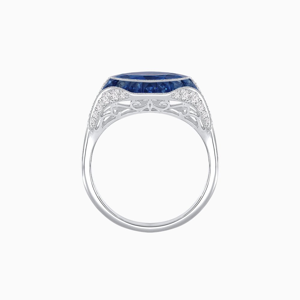 Marquise Shape Art Deco Style With Gemstone - Shahin Jewelry