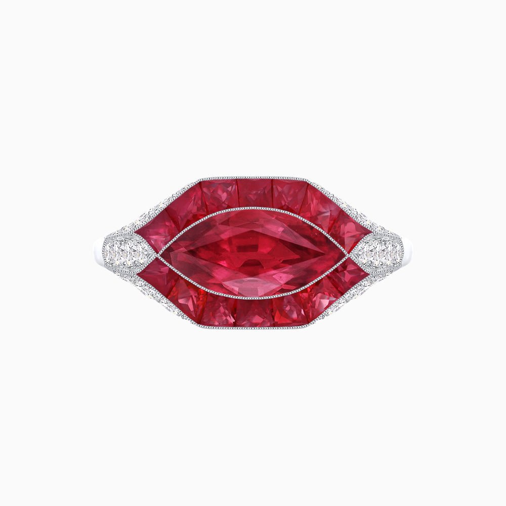 Marquise Shape Art Deco Style With Gemstone - Shahin Jewelry