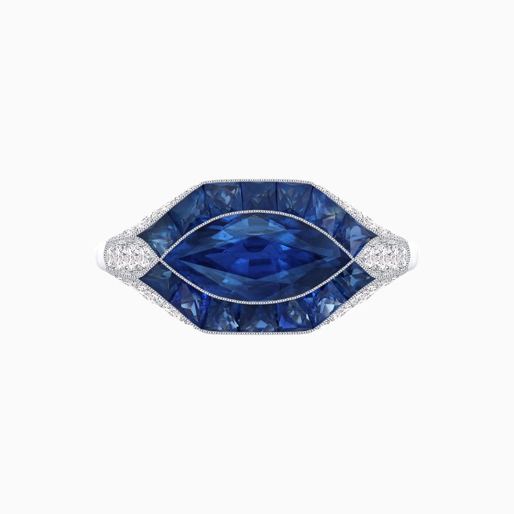 Marquise Shape Art Deco Style With Gemstone - Shahin Jewelry