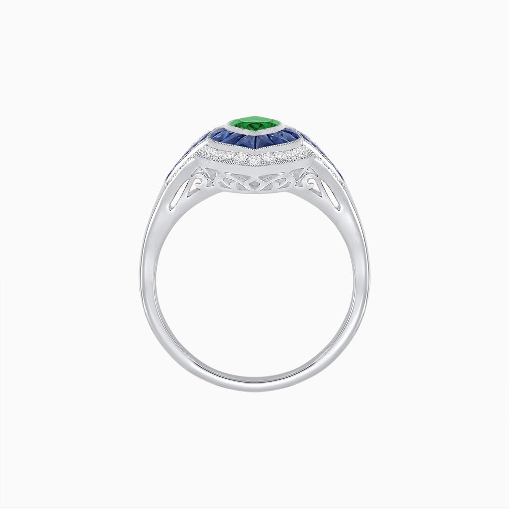Marquise Shape Art Deco Style with Gemstone - Shahin Jewelry