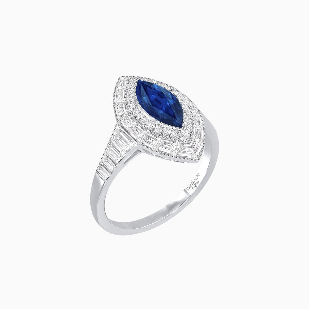 Marquise Shape Gemstone Art Deco Style - Shahin Jewelry