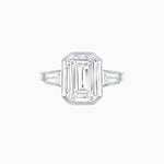 Load image into Gallery viewer, Modern Art Deco Inspired Emerald-Cut Bezel Engagement Ring with Tapered Baguette Side Stones - Shahin Jewelry
