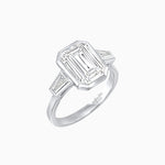 Load image into Gallery viewer, Modern Art Deco Inspired Emerald-Cut Bezel Engagement Ring with Tapered Baguette Side Stones - Shahin Jewelry