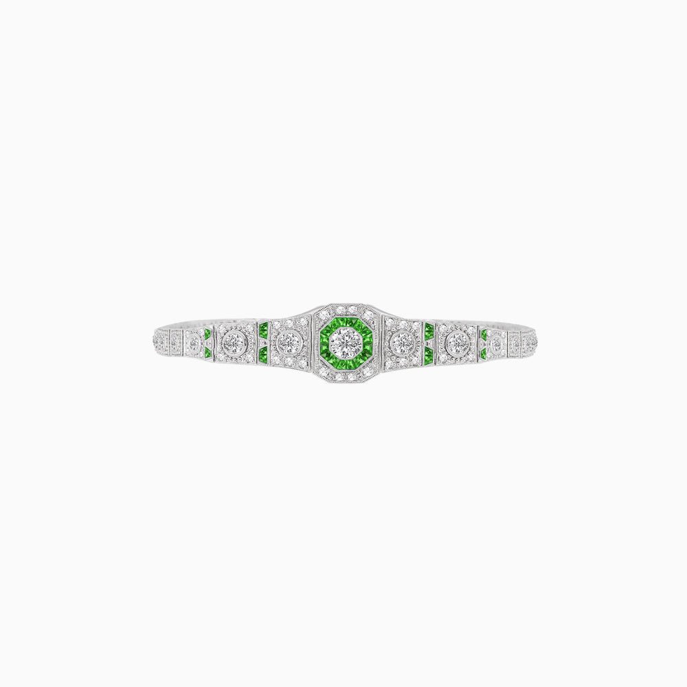 Octagon Shaped Art Deco Inspired Bracelet with Diamond and Gemstone - Shahin Jewelry