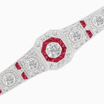 Load image into Gallery viewer, Octagon Shaped Art Deco Inspired Bracelet with Diamond and Gemstone - Shahin Jewelry