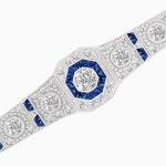 Load image into Gallery viewer, Octagon Shaped Art Deco Inspired Bracelet with Diamond and Gemstone - Shahin Jewelry