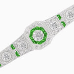 Load image into Gallery viewer, Octagon Shaped Art Deco Inspired Bracelet with Diamond and Gemstone - Shahin Jewelry
