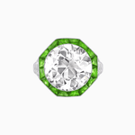 Load image into Gallery viewer, One-of-a-Kind Art Deco Style Round Cut Ring with French-Cut Gemstone Halo - Shahin Jewelry