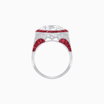 Load image into Gallery viewer, One-of-a-Kind Art Deco Style Round Cut Ring with French-Cut Gemstone Halo - Shahin Jewelry