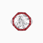 Load image into Gallery viewer, One-of-a-Kind Art Deco Style Round Cut Ring with French-Cut Gemstone Halo - Shahin Jewelry