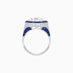 Load image into Gallery viewer, One-of-a-Kind Art Deco Style Round Cut Ring with French-Cut Gemstone Halo - Shahin Jewelry