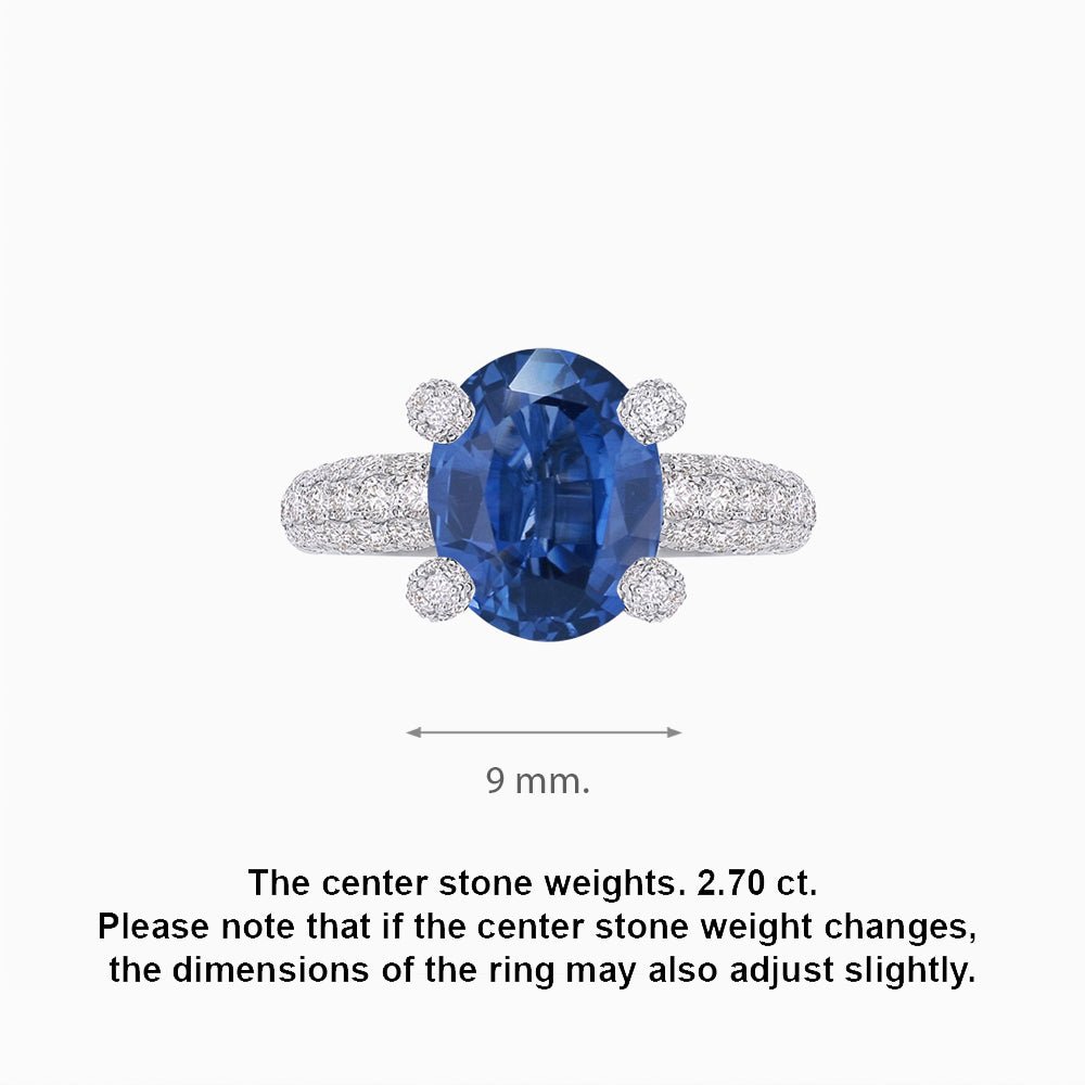 Oval Blue Sapphire with Diamonds ring Classic Collection - Shahin Jewelry