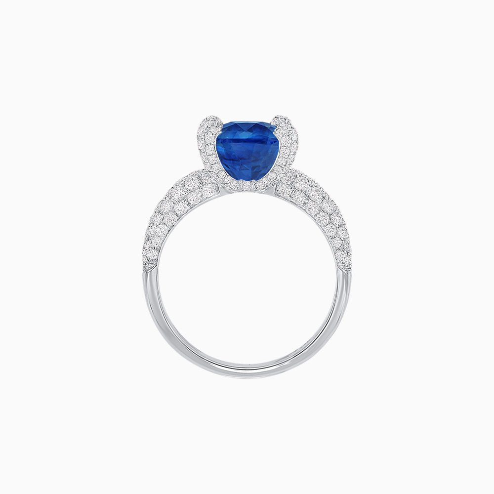 Oval Blue Sapphire with Diamonds ring Classic Collection - Shahin Jewelry