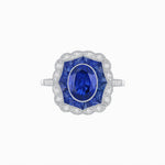 Load image into Gallery viewer, Oval-Cut Art Deco Floral Radiance Ring with Diamond and Gemstone - Shahin Jewelry