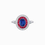 Load image into Gallery viewer, Oval Cut Center Stone Double Halo Ring Mounting with French Cut Gemstone Accents - Shahin Jewelry