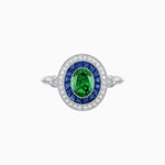 Load image into Gallery viewer, Oval Cut Center Stone Double Halo Ring Mounting with French Cut Gemstone Accents - Shahin Jewelry