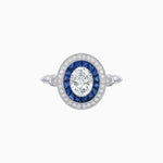 Load image into Gallery viewer, Oval Cut Center Stone Double Halo Ring Mounting with French Cut Gemstone Accents - Shahin Jewelry