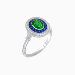 Load image into Gallery viewer, Oval Cut Center Stone Double Halo Ring Mounting with French Cut Gemstone Accents - Shahin Jewelry